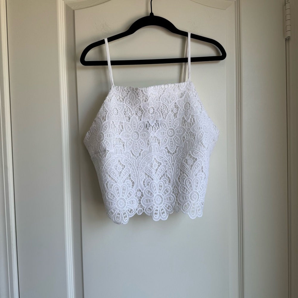 Abercrombie & Fitch White Lace Camisole Crop Top